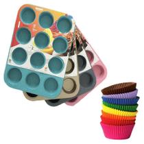 Kit Forma De Cupcake Metal + 90 Forminhas De Papel - Regina