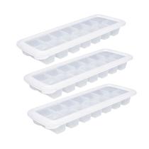 Kit Forma De Gelo Com Tampa 14 Cubos Empilhável Solta Fácil -