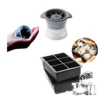 Kit Forma De Gelo Cubo Grande 6 Cubos + Forma De Gelo Esfera