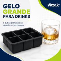 Kit Forma de Gelo Silicone Grande 6 Cubos para Whisky e Drinks Vittak Kit Forma de Gelo Silicone Grande 6 Cubos para Whisky e Drinks Vittak