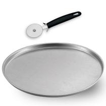 Kit Forma de Pizza Lisa 30cm Alumínio Cortador de Pizza Brinox Linha Asti