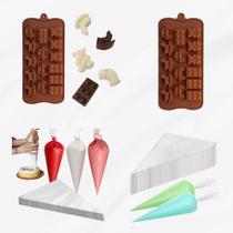 Kit Forma De Silicone Brinquedo Antiaderente / Manga de Confeitar Descartável Grande 38cm