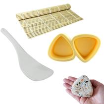 Kit Forma Dupla Para Oniguiri Sushi Bolinho de Arroz + Colher de Arroz + Esteira de Bambu