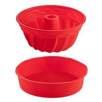 kit Forma Espiral Silicone e Forma Redonda Sortida Pudim