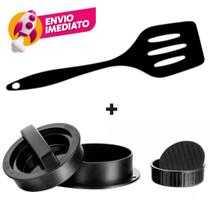 Kit Forma Modeladora Hamburguer ABS 3X1 Artesanal E Espátula Vazada Silicone Lanches Restaurante Bar