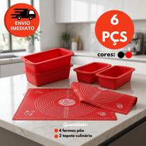Kit Forma Pão Assadeira Retangular Confeitaria e Tapete Culinário Silicone Maleável Com Medidas Não Kit Forma Pão Assadeira Retangular Confeitaria e Tapete Culinário Silicone Maleável Com Medidas Não