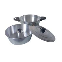 Kit Forma Pudim Banho Maria De Alumínio 2 X 1 -22cm