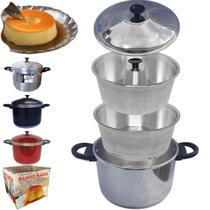 Kit Forma Pudim Banho Maria E Panela De Alumínio Reforçado 3 em 1 Conjunto Forma Pudim Banho Maria Caçarola Kit Forma Pudim Banho Maria E Panela De Alumínio Reforçado 3 em 1 Conjunto Forma Pudim Banho Maria Caçarola