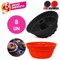 Kit Forma Pudim Bolo Gelatina Sobremesa Furo Central Silicone Assadeira Microondas Forno Air Fryer