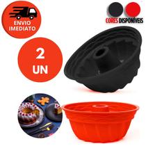 Kit Forma Pudim Bolo Gelatina Sobremesa Furo Central Silicone Assadeira Microondas Forno Air Fryer
