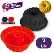 Kit Forma Pudim Bolo Gelatina Sobremesa Furo Central Silicone Assadeira Microondas Forno Air Fryer
