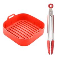 Kit Forma Quadrada De Silicone Para Air Fryer Com Pegador Kit Forma Quadrada De Silicone Para Air Fryer Com Pegador