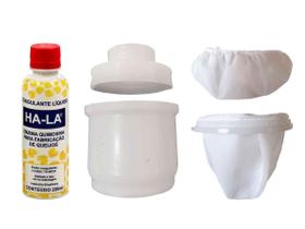 Kit Forma Queijo Minas Cpo500 Prensa Dessorador Touca Coalho