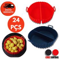 Kit Forma Redonda Com Divisoria Silicone Assadeira Para Air Fryer Fritadeira Forno Micro-ondas