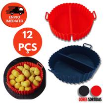 Kit Forma Redonda Com Divisoria Silicone Assadeira Para Air Fryer Fritadeira Forno Micro-ondas