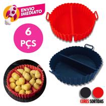 Kit Forma Redonda Silicone Com Divisoria Assadeira Air Fryer Fritadeira Forno Micro-ondas