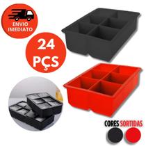 Kit Forma Silicone Gelo 6 Cubos Grande Flexível Maleável Drink Whisky Chocolate Gelatina Barman