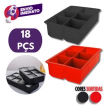 Kit Forma Silicone Gelo 6 Cubos Grande Flexível Maleável Drink Whisky Chocolate Gelatina Barman