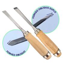 Kit Formão Goiva Oblíquo e Duplo 10mm para Entalhe Madeira