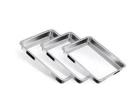 Kit Formas Assadeiras Retangular Polida Alumínio Nacional 3 peças