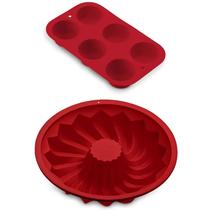 Kit Formas de Silicone Multiuso Antiaderente Fácil de Limpar e Usar para Diversas Receitas como Muffin Cupcake Pudim etc