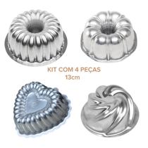 Kit formas Decoradas 4 peças 13x6 cm Pequena bolo Caparroz
