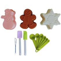 Kit Formas Natalinas Silicone, Colheres Medidoras, Fuê, Espátulas, SALDÃO.