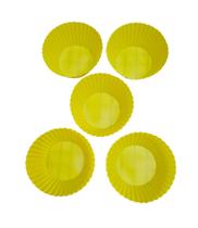 Kit Forminhas De Cupcake/Muffin Em Silicone Redonda 5pçs Amarela Kit Forminhas De Cupcake/Muffin Em Silicone Redonda 5pçs Amarela