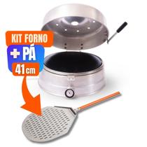 Kit Forno de Pizza à Gás 40cm Tipo Italiano VALMAC D45 Profissional Superfície de Aço + Pá 41cm