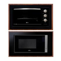 Kit Forno Elétrico 48 L e Micro-Ondas 25 L de Embutir Fit Line Moldura Preta 110 V Fischer