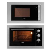 Kit Forno Elétrico 48L e Micro-Ondas 25L de Embutir Fit Line Autolimpante Inox 220V Fischer