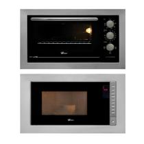 Kit Forno Elétrico 48L Micro-ondas 25L Embutir Fischer Inox