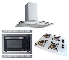 Kit Forno Elétrico Embutir Coifa Gourmet 60cm Cooktop Branco 4Q Safanelli