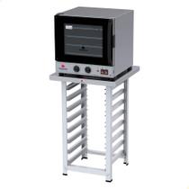 Kit Forno Elétrico Progás Turbo Fast Oven Preto 4 Esteiras PRP-004 G2 220V e Mesa Suporte Para o For