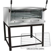 Kit Forno Industrial Venâncio Roma Inox 90 Cm com Pedra Refratária Gás GLP + Grelha Adicional FIRI90