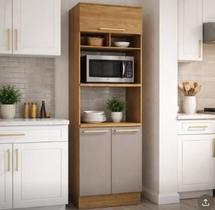 Kit Forno Torre Quente Cozinha Botanic 70cm 03 Portas M627 Nogueira Fendi