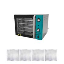 KIT - Forno Turbo Convector Smart Basic. Inox e Turquesa FCSB4E 220v + 4 Assadeiras - Venâncio KIT - Forno Turbo Convector Smart Basic. Inox e Turquesa FCSB4E 220v + 4 Assadeiras - Venâncio