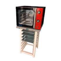 KIT - Forno Turbo Convector Smart Basic. Preto e Vermelho FCSB4E 220v + Bancada+ 4 Assadeiras KIT - Forno Turbo Convector Smart Basic. Preto e Vermelho FCSB4E 220v + Bancada+ 4 Assadeiras