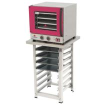 Kit - Forno Turbo Elétrico Fast Oven PRP-004 220V Vermelho + Bancada + 4 Assadeiras - Progás