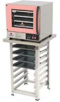 Kit - Forno Turbo Elétrico Fast Oven PRP-004 Plus 127V Rosa + Bancada MES-004 + 4 Assadeiras - Progás