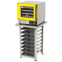 Kit - Forno Turbo Elétrico Fast Oven PRP-004 Plus 220V Amarelo + Bancada + 8 Assadeiras - Progás