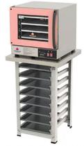 Kit - Forno Turbo Elétrico Fast Oven PRP-004 Plus 220V Rosa + Bancada MES-004 + 8 Assadeiras - Progás