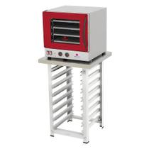 Kit Forno Turbo Eletrico Fast Oven Prp-004 Vermelho 127V + Bancada Mes-004 - Progas Kit Forno Turbo Eletrico Fast Oven Prp-004 Vermelho 127V + Bancada Mes-004 - Progas
