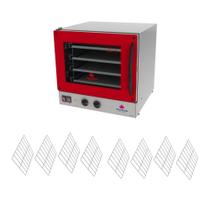 Kit Forno Turbo Elétrico Profissional Analogico PRP-004 G2 127V Vermelho + 8 Grades - Progás Kit Forno Turbo Elétrico Profissional Analogico PRP-004 G2 127V Vermelho + 8 Grades - Progás