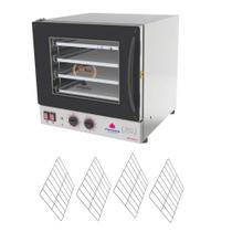 Kit Forno Turbo Elétrico Profissional Analogico Prp-004 g2 220v Preto+ 4 Grades - Progás