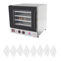 Kit Forno Turbo Elétrico Profissional Analogico Prp-004 g2 220v Preto + 8 Grades - Progás
