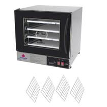 Kit Forno Turbo Elétrico Profissional Digital Prp-004 Plus 220v Preto + 4 Grades - Progás