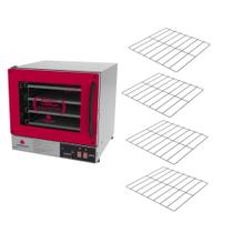 Kit Forno Turbo Elétrico Profissional Digital PRP-004 Plus 220V Vermelho + 4 Grades - Progás Kit Forno Turbo Elétrico Profissional Digital PRP-004 Plus 220V Vermelho + 4 Grades - Progás