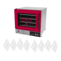 Kit Forno Turbo Elétrico Profissional Digital PRP-004 Plus 220V Vermelho + 8 Grades - Progás Kit Forno Turbo Elétrico Profissional Digital PRP-004 Plus 220V Vermelho + 8 Grades - Progás