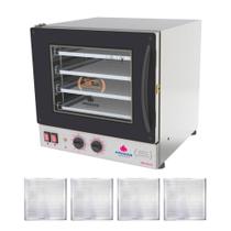 Kit - Forno Turbo Prp-004 220v Preto + 4 Assadeiras - Progás 220v